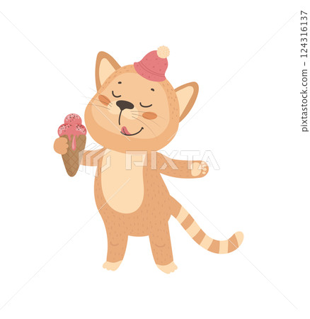 Cat Enjoying Ice Cream Cat Enjoying Ice Cream 124316137