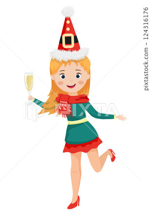Christmas Girl with Champagne 124316176