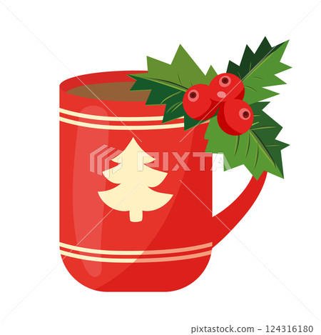 Red Cup With Holly 124316180