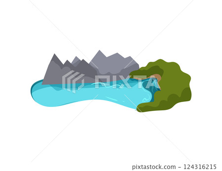 Mountain River Scene 124316215