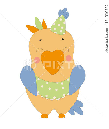 Colorful Parrot in Party Outfit 124316752