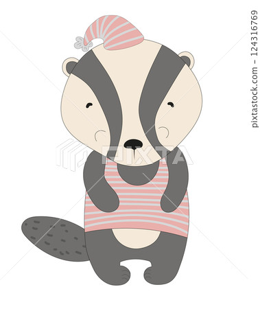 Cute Badger in Pajamas 124316769