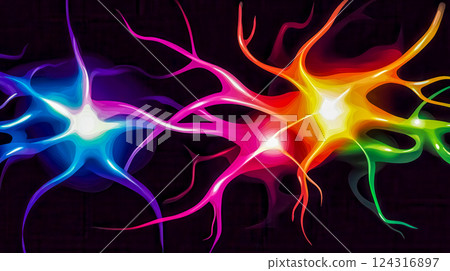 Colorful neurons firing and connecting in human brain Colorful neurons firing and connecting in human brain 124316897