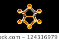 Golden dopamine molecule floating on black background 124316979