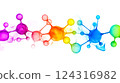 Dopamine molecule emitting rainbow like beams of light on white background 124316982