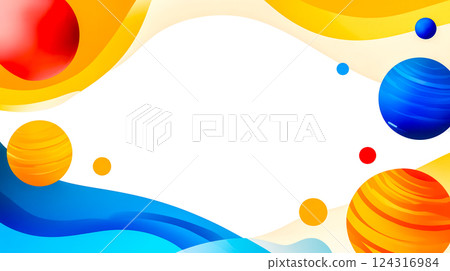Colorful planets and abstract waves creating a dynamic scene Colorful planets and abstract waves creating a dynamic scene 124316984