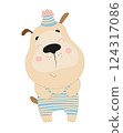 Happy Dog in Striped Outfit 124317086