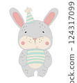 Cute Rabbit in Party Hat 124317099
