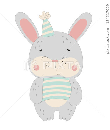 Cute Rabbit in Party Hat 124317099