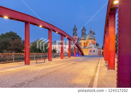 Bishop Jordan Bridge and Poznan Cathedral in Poznan Poland 124317202