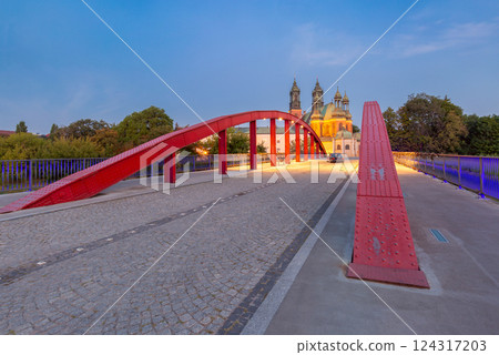 Bishop Jordan Bridge and Poznan Cathedral in Poznan Poland 124317203