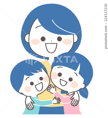 Children hugging their mother Family 124317220