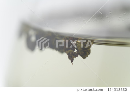 正在沖泡的凍頂烏龍茶葉特寫 124318880