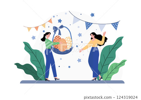 Easter Illustration concept. Flat illustration isolated on white background Easter Illustration concept. Flat illustration isolated on white background 124319024