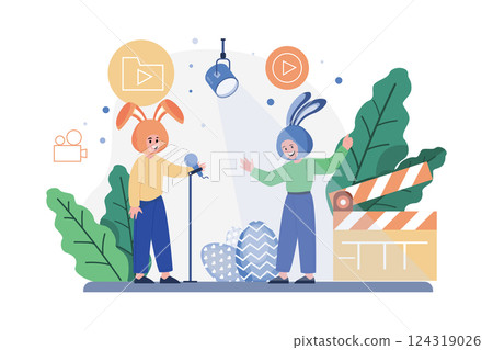Easter Illustration concept. Flat illustration isolated on white background Easter Illustration concept. Flat illustration isolated on white background 124319026