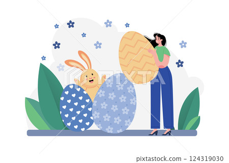 Easter Illustration concept. Flat illustration isolated on white background Easter Illustration concept. Flat illustration isolated on white background 124319030