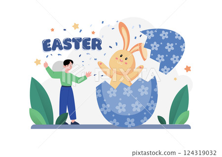 Easter Illustration concept. Flat illustration isolated on white background 124319032