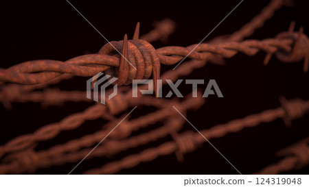 The Rusty barbed wire for security or war concept 3d Rendering 124319048