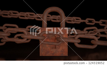 The Rusty lock for protection or security concept 3d Rendering. The Rusty lock for protection or security concept 3d Rendering. 124319052