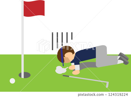 Image of a person who is depressed after failing at golf 124319224