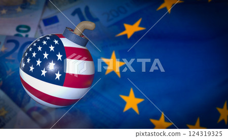 The USA Bomb On EU Background for Business concept 3d Rendering. The USA Bomb On EU Background for Business concept 3d Rendering. 124319325