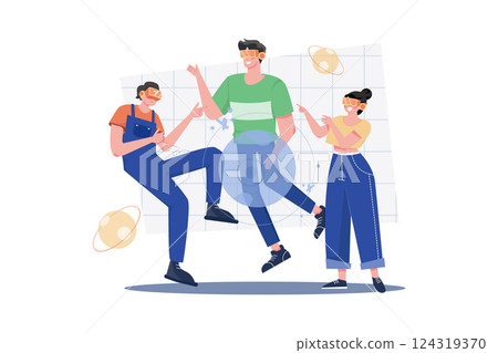 Virtual Community Illustration concept. A flat illustration isolated on white background Virtual Community Illustration concept. A flat illustration isolated on white background 124319370