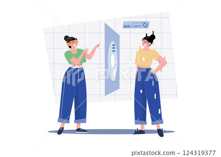 Woman Creating Metaverse Avatar Illustration concept. A flat illustration isolated on white background Woman Creating Metaverse Avatar Illustration concept. A flat illustration isolated on white background 124319377