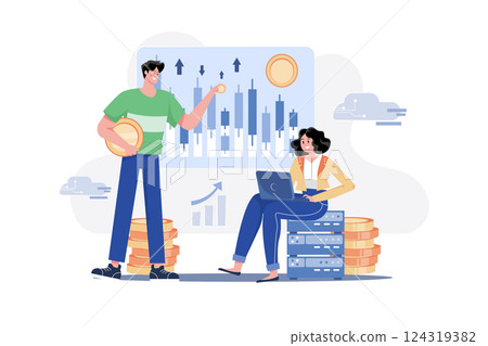 Blockchain Solution Illustration concept. A flat illustration isolated on white background 124319382