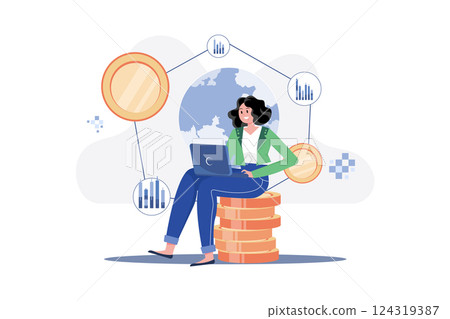 People Building A Blockchain Network Illustration concept. A flat illustration isolated on white background 124319387