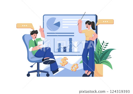 Employee Presenting Illustration concept. A flat illustration isolated on white background 124319393