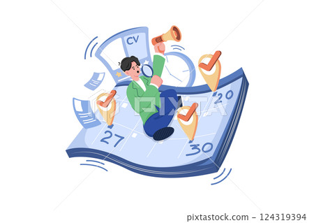 Hiring Schedule Illustration concept. A flat illustration isolated on white background 124319394