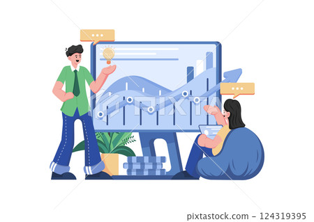 Business Training Illustration concept. A flat illustration isolated on white background 124319395