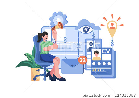 Recruitment Process Illustration concept. A flat illustration isolated on white background 124319398