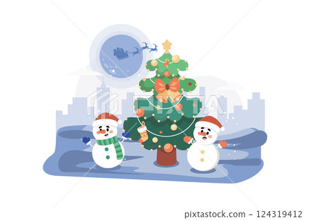 Merry Christmas Illustration concept on white background Merry Christmas Illustration concept on white background 124319412