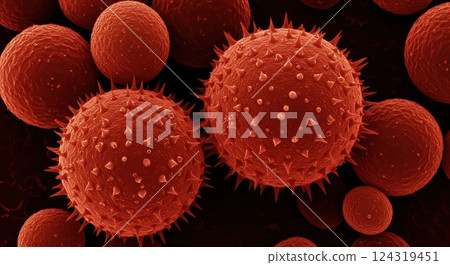 雪松花粉的放大電子顯微鏡影像 雪松花粉的放大電子顯微鏡影像 124319451