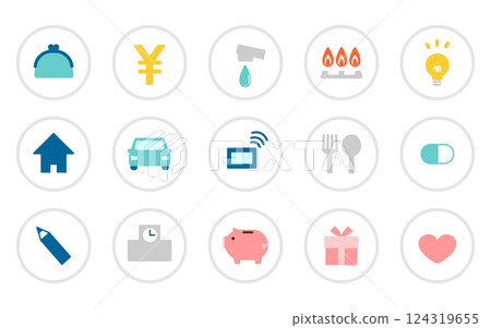 Household expenses icon set illustration material Household expenses icon set illustration material 124319655