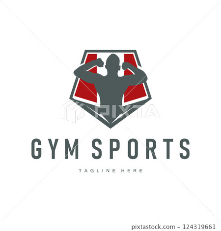 gym fitness sports logo design with minimalist black silhouette concept gym muscle symbol illustration template gym fitness sports logo design with minimalist black silhouette concept gym muscle symbol illustration template 124319661