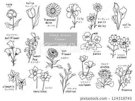 手繪可愛花朵套裝 手繪可愛花朵套裝 124319743