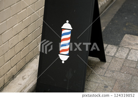 Barber pole, sign, blackboard, atmosphere, streetscape, open, 124319852