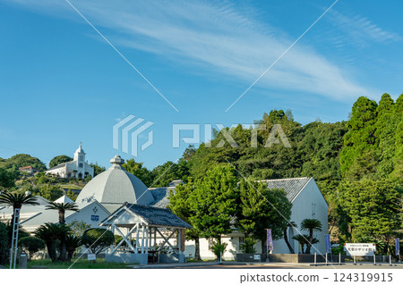 Amakusa City, Kumamoto Prefecture: The Amakusa Rosario Museum and Oe Church on the hill, which house precious relics of hidden Christians Amakusa City, Kumamoto Prefecture: The Amakusa Rosario Museum and Oe Church on the hill, which house precious relics of hidden Christians 124319915