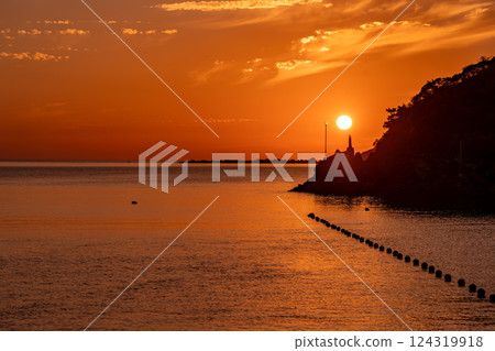 Amakusa City, Kumamoto Prefecture: Sunset from the observation deck of the statue of Mary in Sakitsu village, Amakusa, a UNESCO World Heritage Site 124319918