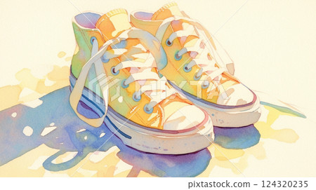 水彩畫、運動鞋 124320235