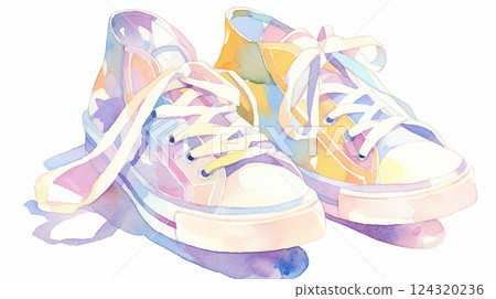 Watercolor, sneakers 124320236