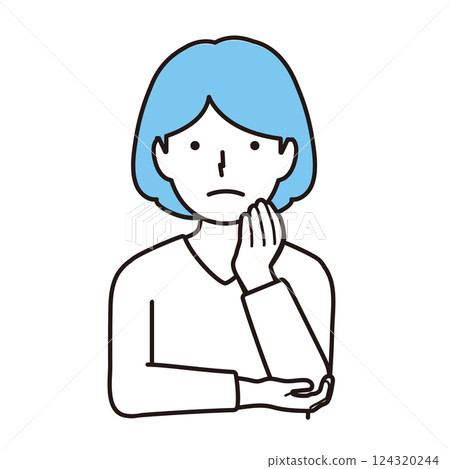 一位女士以思考的姿勢的插圖 一位女士以思考的姿勢的插圖 124320244