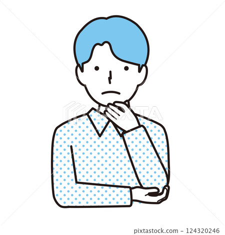 一名男子處於思考姿勢的插圖 一名男子處於思考姿勢的插圖 124320246