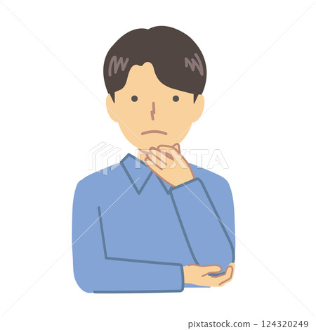 一名男子處於思考姿勢的插圖 124320249