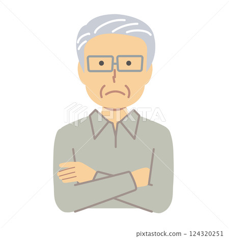 一位老人思考姿勢的插圖 124320251