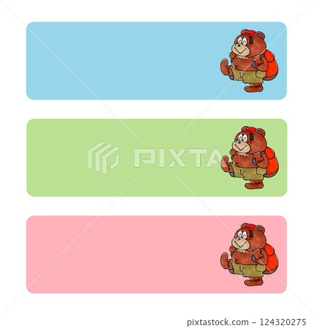 Hiking bear character copy space set Hiking bear character copy space set 124320275