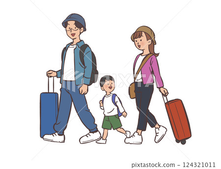 Illustration of a family going on a trip Illustration of a family going on a trip 124321011