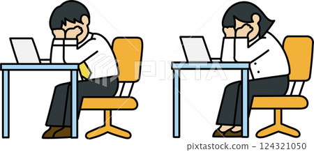 疲勞辦公室工作人員設置插圖 124321050